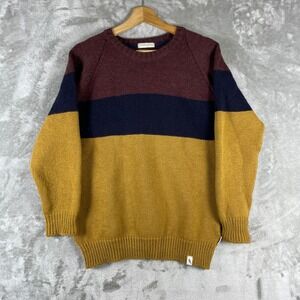 Peregrine Sweater Mens M fit S Multicolor Colorblock Wool Knit Made in England